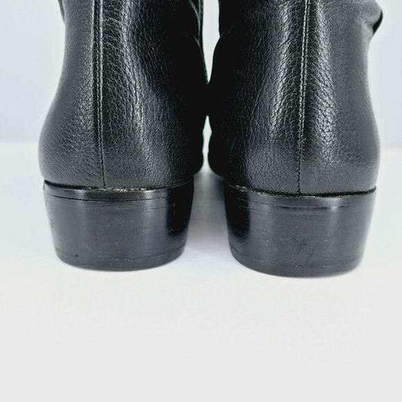 Michael Kors Tall Riding Boots 7 M Black Leather Almond Toe Knee High Side Zip - Picture 7 of 14